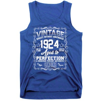 Vintage Quality Without Compromise Aged To Perfection 1924 100th Birthday Tank Top