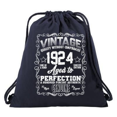 Vintage Quality Without Compromise Aged To Perfection 1924 100th Birthday Drawstring Bag