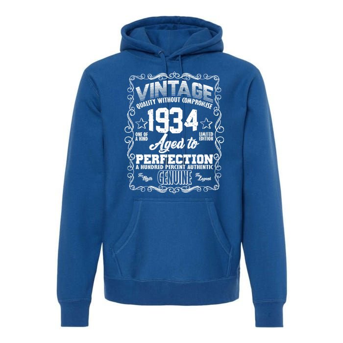 Vintage Quality Without Compromise Aged To Perfection 1934 90th Birthday Premium Hoodie