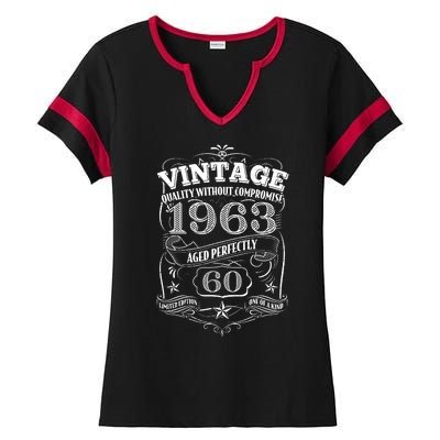 Vintage Quality Without Compromise Age Perfectly 1963 60th Birthday Ladies Halftime Notch Neck Tee