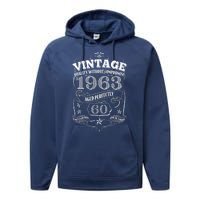 Vintage Quality Without Compromise Age Perfectly 1963 60th Birthday Performance Fleece Hoodie