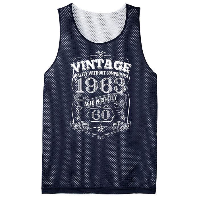 Vintage Quality Without Compromise Age Perfectly 1963 60th Birthday Mesh Reversible Basketball Jersey Tank