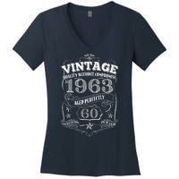 Vintage Quality Without Compromise Age Perfectly 1963 60th Birthday Women's V-Neck T-Shirt