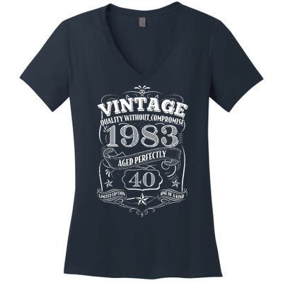 Vintage Quality Without Compromise Age Perfectly 1983 40th Birthday Women's V-Neck T-Shirt