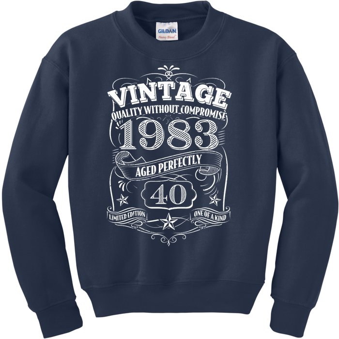 Vintage Quality Without Compromise Age Perfectly 1983 40th Birthday Kids Sweatshirt