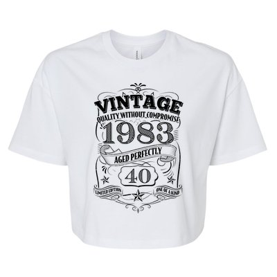 Vintage Quality Without Compromise Age Perfectly 1983 40th Birthday Bella+Canvas Jersey Crop Tee