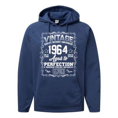 Vintage Quality Without Compromise Aged To Perfection 1964 60th Birthday Performance Fleece Hoodie