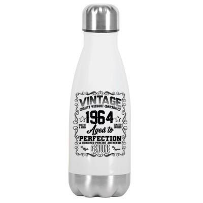 Vintage Quality Without Compromise Aged To Perfection 1964 60th Birthday Stainless Steel Insulated Water Bottle