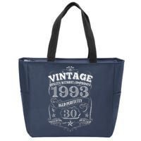 Vintage Quality Without Compromise Age Perfectly 1993 30th Birthday Zip Tote Bag