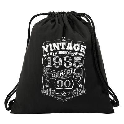 Vintage Quality Without Compromise Age Perfectly 1935 90th Birthday Drawstring Bag