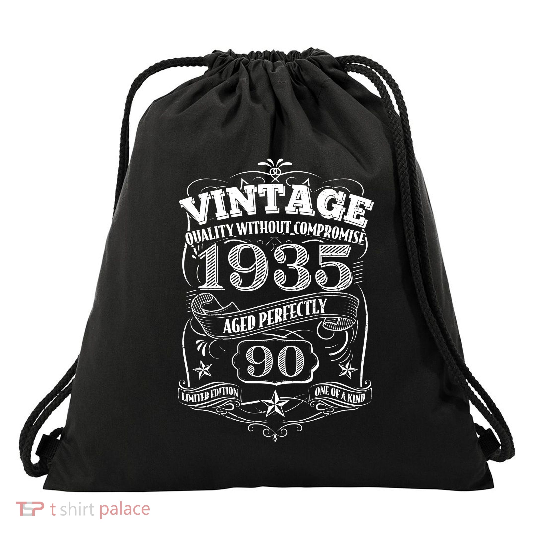 Vintage Quality Without Compromise Age Perfectly 1935 90th Birthday Drawstring Bag