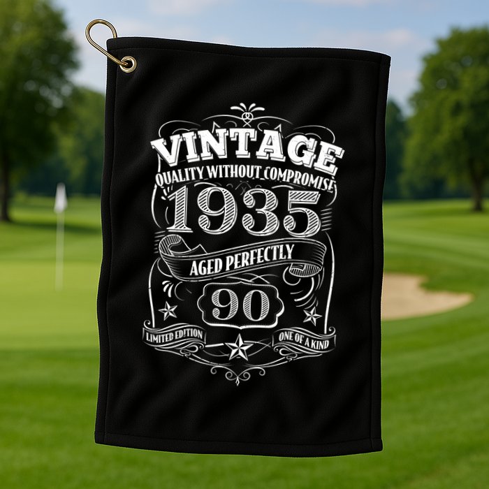 Vintage Quality Without Compromise Age Perfectly 1935 90th Birthday Golf Towel