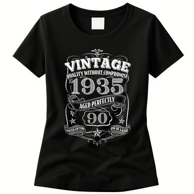 Vintage Quality Without Compromise Age Perfectly 1935 90th Birthday Womens T-Shirt