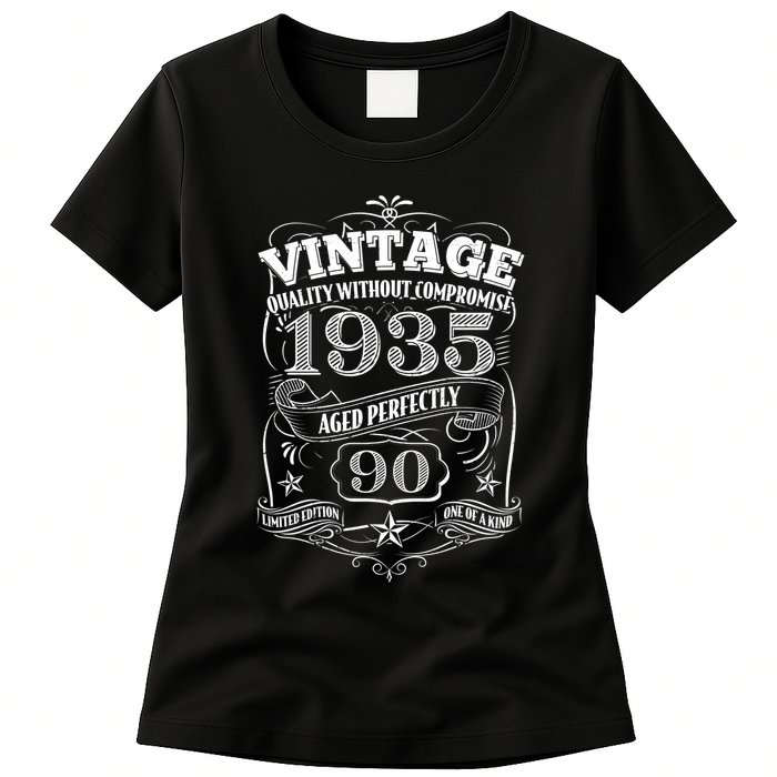 Vintage Quality Without Compromise Age Perfectly 1935 90th Birthday Womens T-Shirt