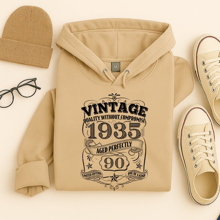 Vintage Quality Without Compromise Age Perfectly 1935 90th Birthday Hoodie
