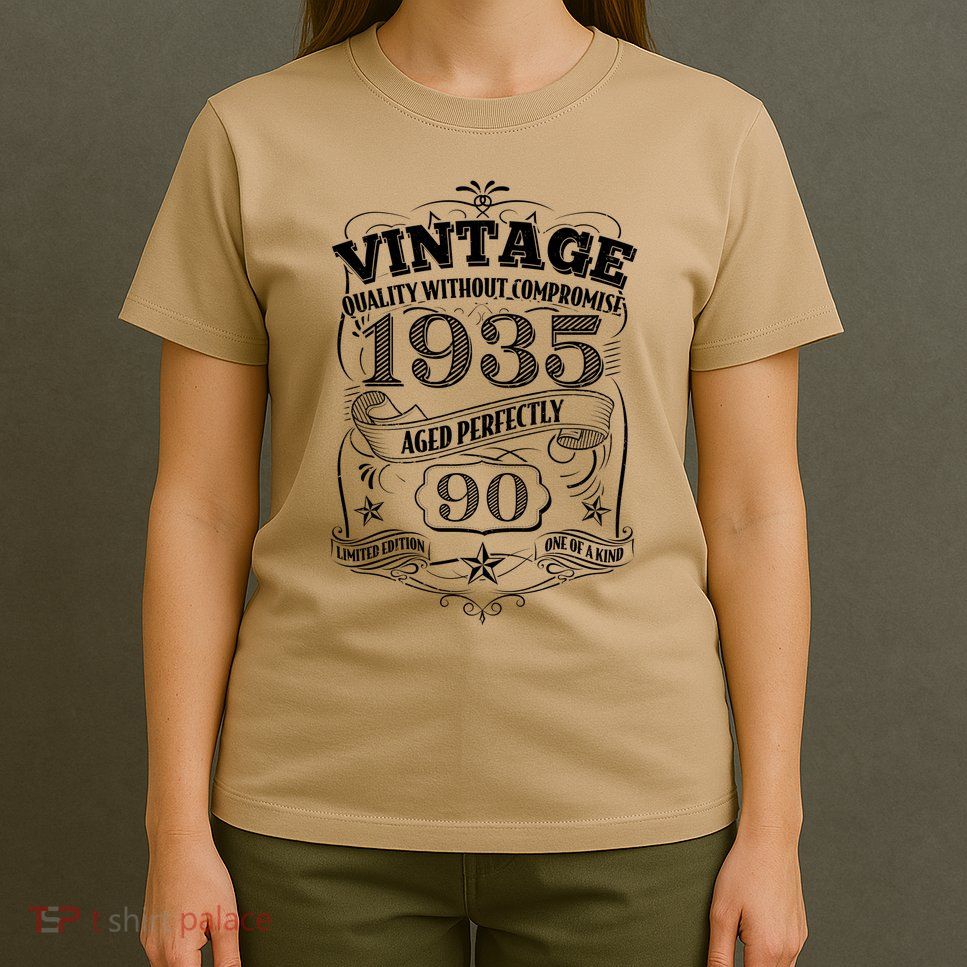 Vintage Quality Without Compromise Age Perfectly 1935 90th Birthday T-Shirt