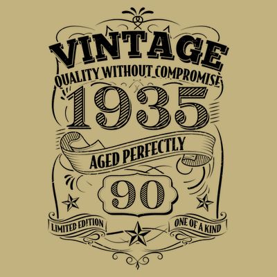 Vintage Quality Without Compromise Age Perfectly 1935 90th Birthday T-Shirt