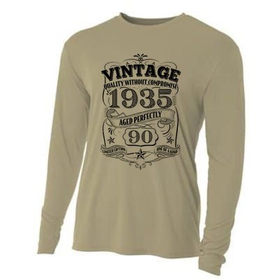 Vintage Quality Without Compromise Age Perfectly 1935 90th Birthday Cooling Performance Long Sleeve Crew