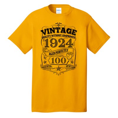 Vintage Quality Without Compromise Age Perfectly 1924 100th Birthday Tall T-Shirt