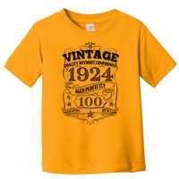 Vintage Quality Without Compromise Age Perfectly 1924 100th Birthday Toddler T-Shirt