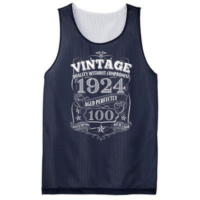 Vintage Quality Without Compromise Age Perfectly 1924 100th Birthday Mesh Reversible Basketball Jersey Tank