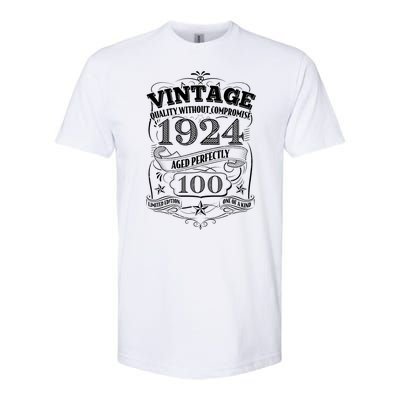 Vintage Quality Without Compromise Age Perfectly 1924 100th Birthday Softstyle® CVC T-Shirt