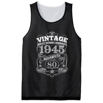 Vintage Quality Without Compromise Age Perfectly 1945 80th Birthday Mesh Reversible Basketball Jersey Tank
