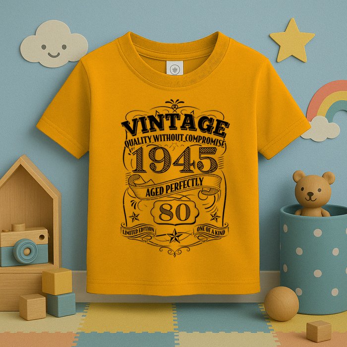 Vintage Quality Without Compromise Age Perfectly 1945 80th Birthday Toddler T-Shirt