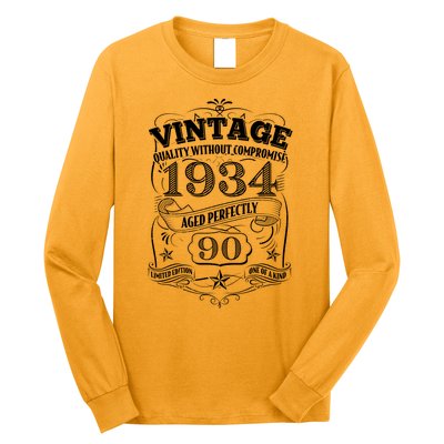 Vintage Quality Without Compromise Age Perfectly 1934 90th Birthday Long Sleeve Shirt