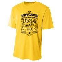 Vintage Quality Without Compromise Age Perfectly 1934 90th Birthday Performance Sprint T-Shirt