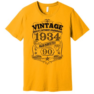 Vintage Quality Without Compromise Age Perfectly 1934 90th Birthday Premium T-Shirt