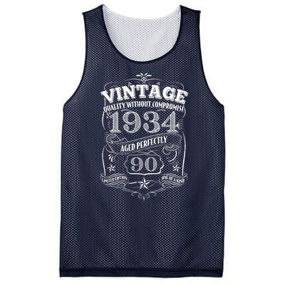 Vintage Quality Without Compromise Age Perfectly 1934 90th Birthday Mesh Reversible Basketball Jersey Tank