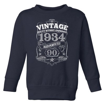 Vintage Quality Without Compromise Age Perfectly 1934 90th Birthday Toddler Sweatshirt