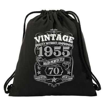 Vintage Quality Without Compromise Age Perfectly 1955 70th Birthday Drawstring Bag
