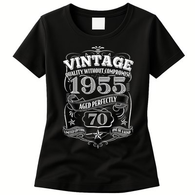 Vintage Quality Without Compromise Age Perfectly 1955 70th Birthday Womens T-Shirt