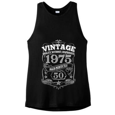 Vintage Quality Without Compromise Age Perfectly 1975 50th Birthday Ladies PosiCharge Tri-Blend Wicking Tank