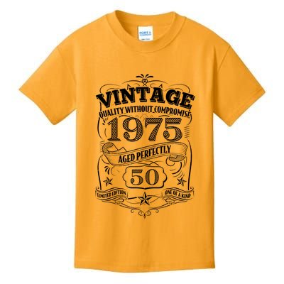 Vintage Quality Without Compromise Age Perfectly 1975 50th Birthday Kids T-Shirt