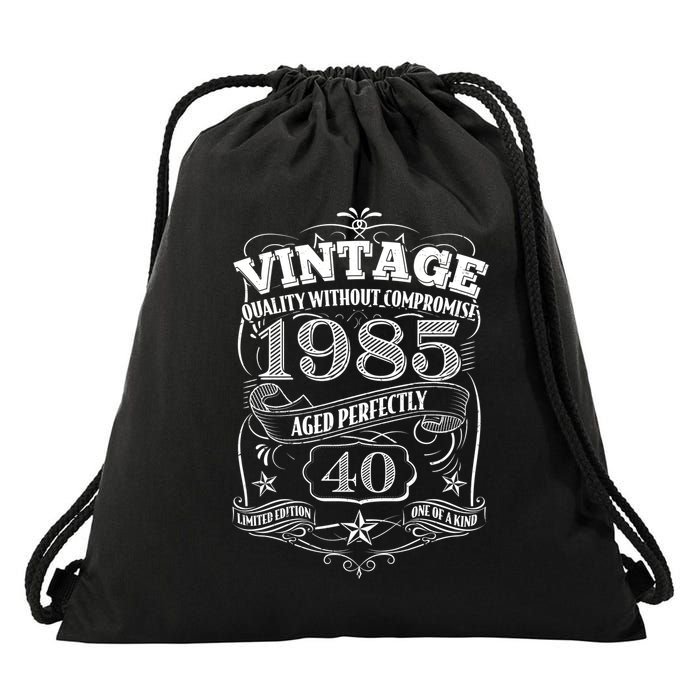 Vintage Quality Without Compromise Age Perfectly 1985 40th Birthday Drawstring Bag