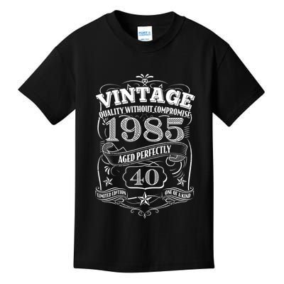Vintage Quality Without Compromise Age Perfectly 1985 40th Birthday Kids T-Shirt