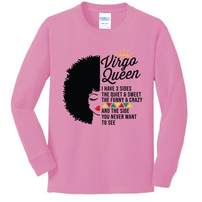 Virgo Queen Zodiac Personality Qualities Black Gift Kids Long Sleeve Shirt