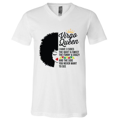 Virgo Queen Zodiac Personality Qualities Black Gift V-Neck T-Shirt