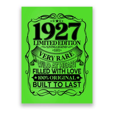 Vintage Retro 1927 Birthday Limited Edition Living Legend Built To Last Poster