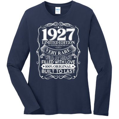 Vintage Retro 1927 Birthday Limited Edition Living Legend Built To Last Ladies Long Sleeve Shirt