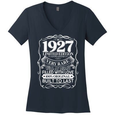 Vintage Retro 1927 Birthday Limited Edition Living Legend Built To Last Women's V-Neck T-Shirt