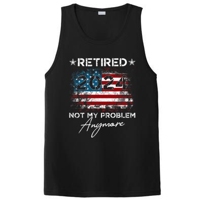 Vintage Retired 2024 Not My Problem Anymore American Flag PosiCharge Competitor Tank