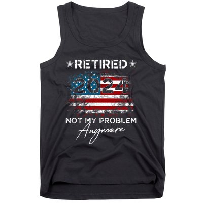 Vintage Retired 2024 Not My Problem Anymore American Flag Tank Top