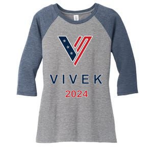 Vivek Ramaswamy 2024 Presidential Campaign Women's Tri-Blend 3/4-Sleeve Raglan Shirt