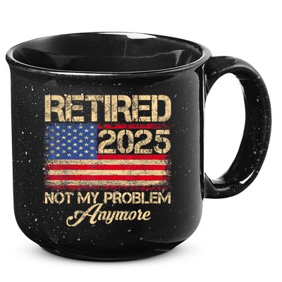 Vintage Retired 2025 Not My Problem Anymore American Flag 15oz Campfire Ceramic Mug