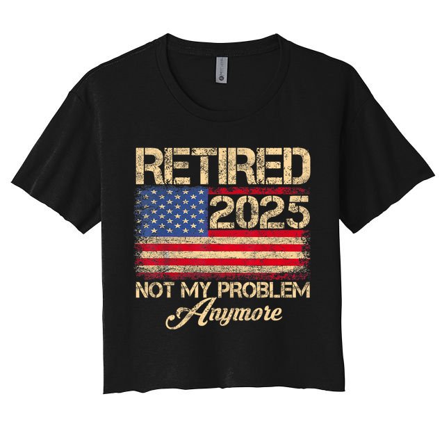 Vintage Retired 2025 Not My Problem Anymore American Flag Crop Top