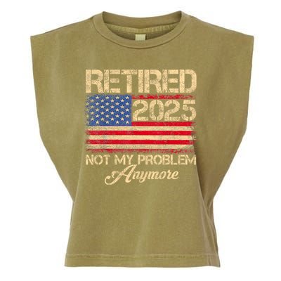 Vintage Retired 2025 Not My Problem Anymore American Flag Garment-Dyed Women's Muscle Tee